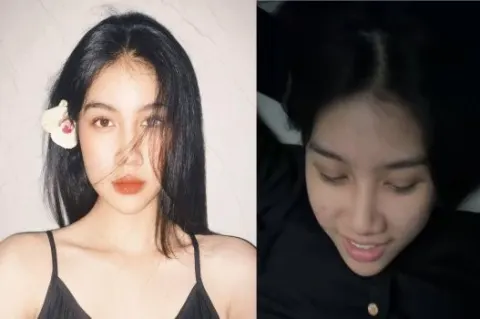 Cô gái tinh nghịch cười tươi với bạn trai cuốn hút